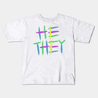 He/they worm on a string pronouns Kids T-Shirt